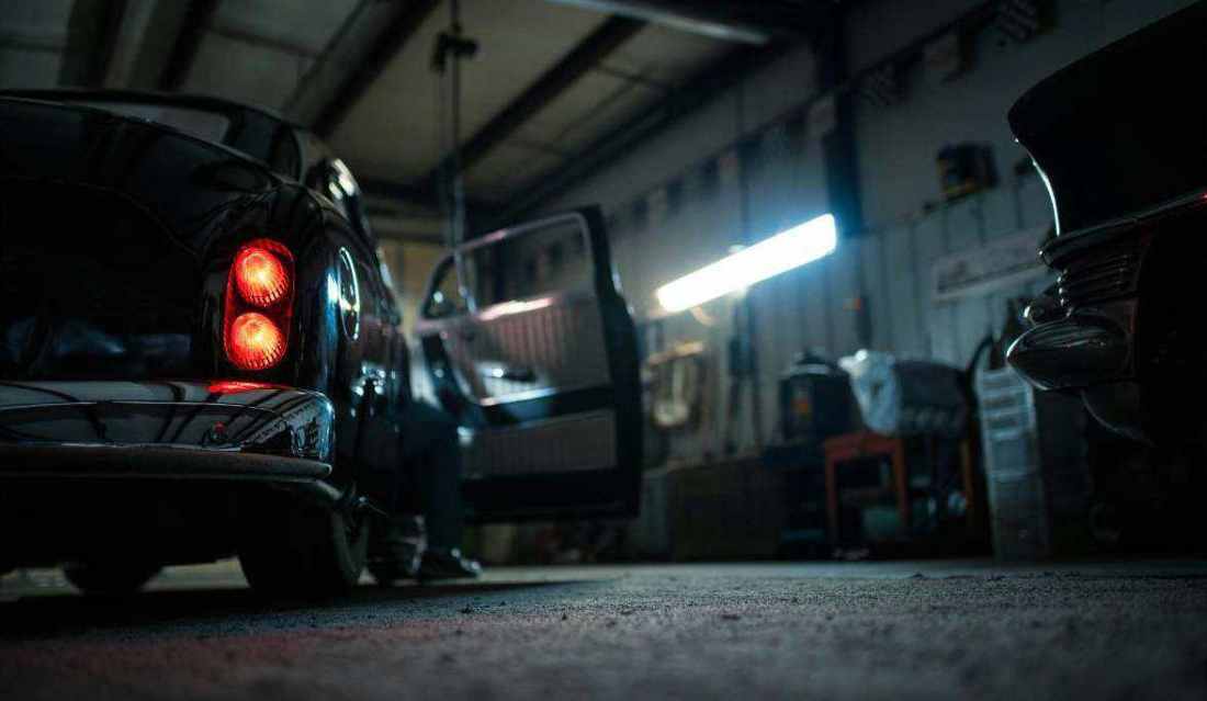 Technician working on engine