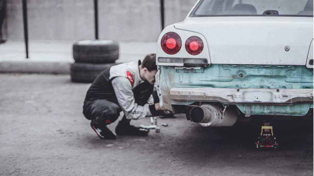 Wheel balancing in progress